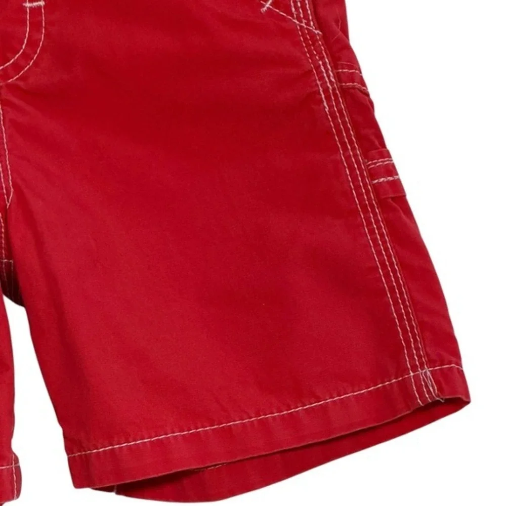 OshKosh Bgosh Kids Red Cotton Canvas Vestbak Shortalls‎ Overalls 18 Months Y2K